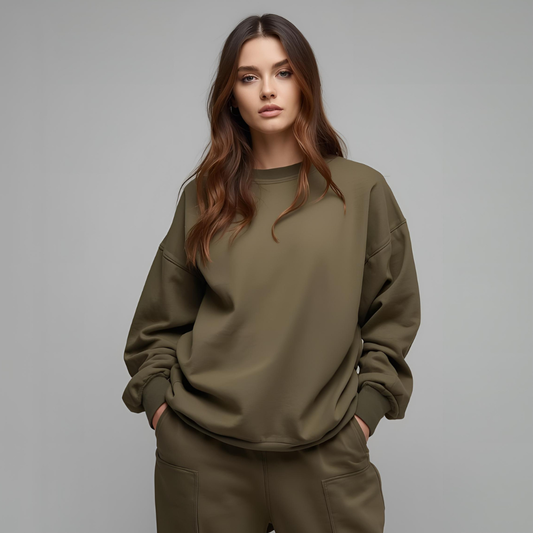 KYRA | Olive Green Baggy Streetwear Sweatshirt